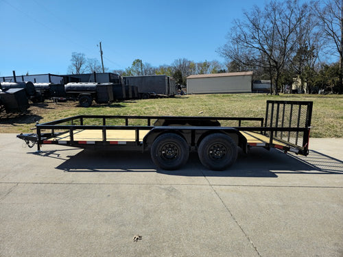 6’4" x 16 Utility Trailer Double Axle Dovetail With Gate Powder Coated (2) 3500lb Axles